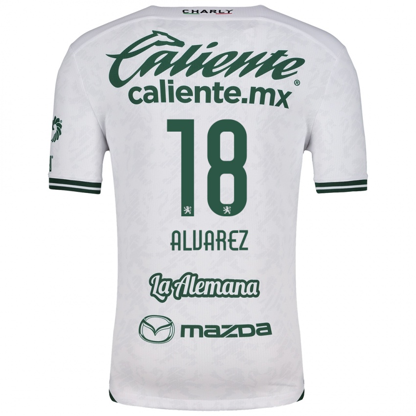 Femme Maillot Yazmin Álvarez #18 Blanc Vert Tenues Extérieur 2024/25 T-Shirt Suisse