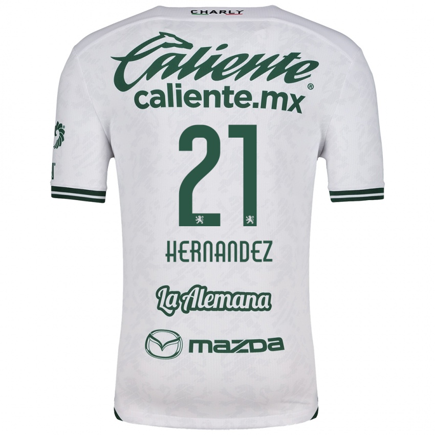 Femme Maillot Alexa Hernández #21 Blanc Vert Tenues Extérieur 2024/25 T-Shirt Suisse