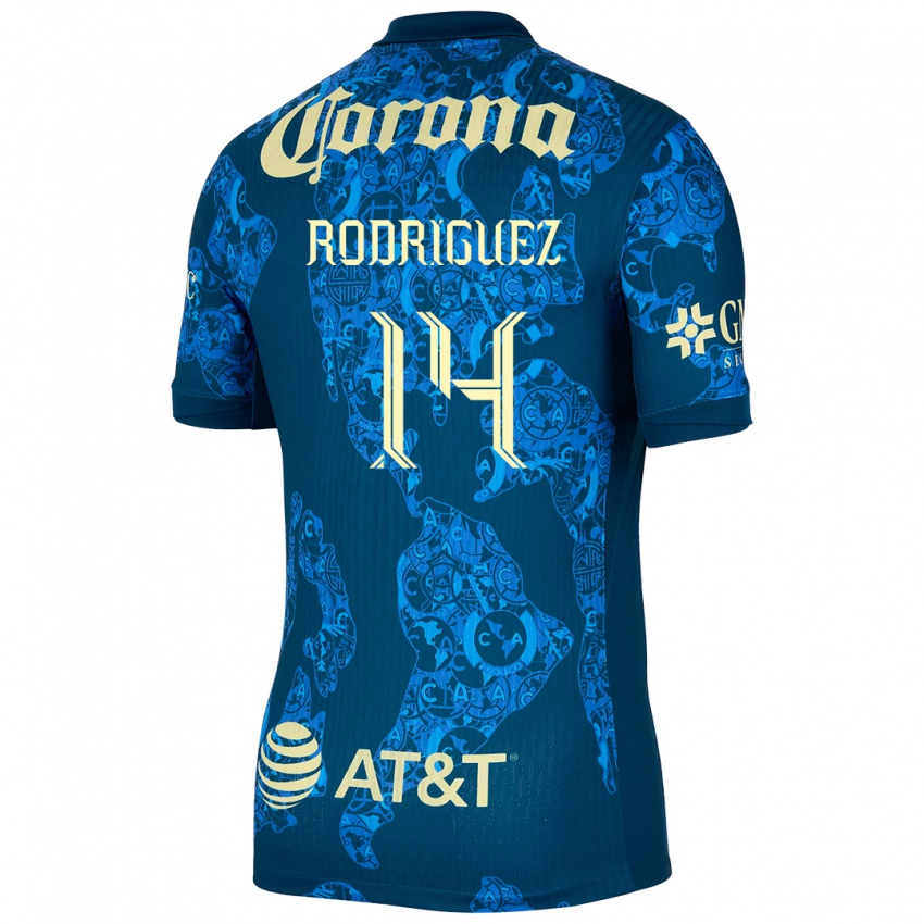 Femme Maillot Monica Rodriguez #14 Bleu Jaune Tenues Extérieur 2024/25 T-Shirt Suisse