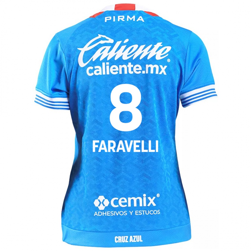 Enfant Maillot Lorenzo Faravelli #8 Bleu Ciel Tenues Domicile 2024/25 T-Shirt Suisse