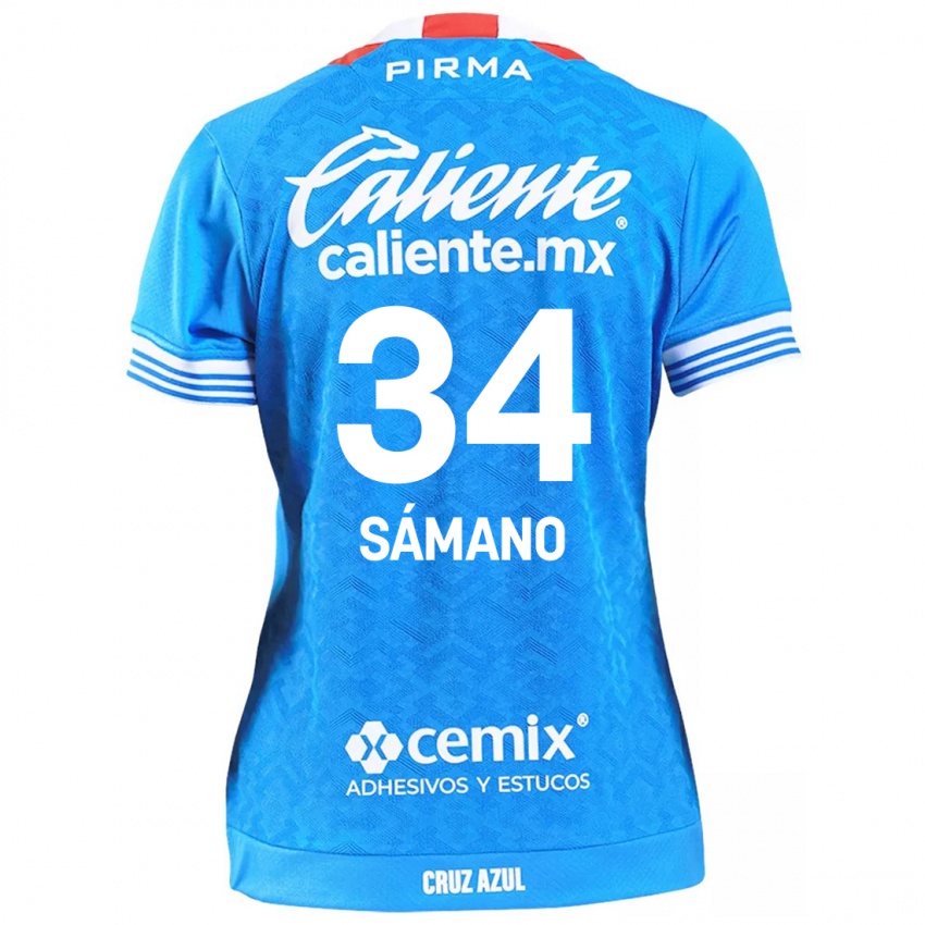 Enfant Maillot Leonardo Sámano #34 Bleu Ciel Tenues Domicile 2024/25 T-Shirt Suisse