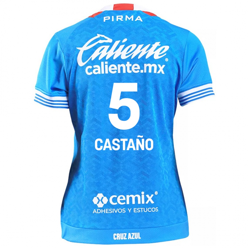 Enfant Maillot Kevin Castaño #5 Bleu Ciel Tenues Domicile 2024/25 T-Shirt Suisse