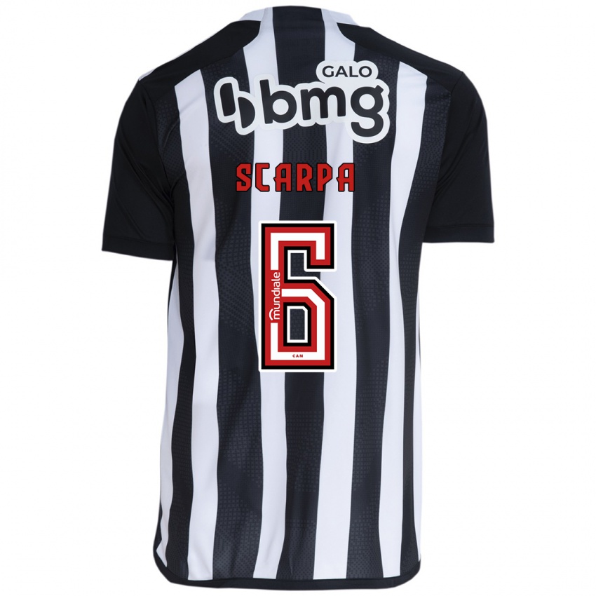 Kinder Gustavo Scarpa #6 Weiß Schwarz Heimtrikot Trikot 2024/25 T-Shirt Schweiz