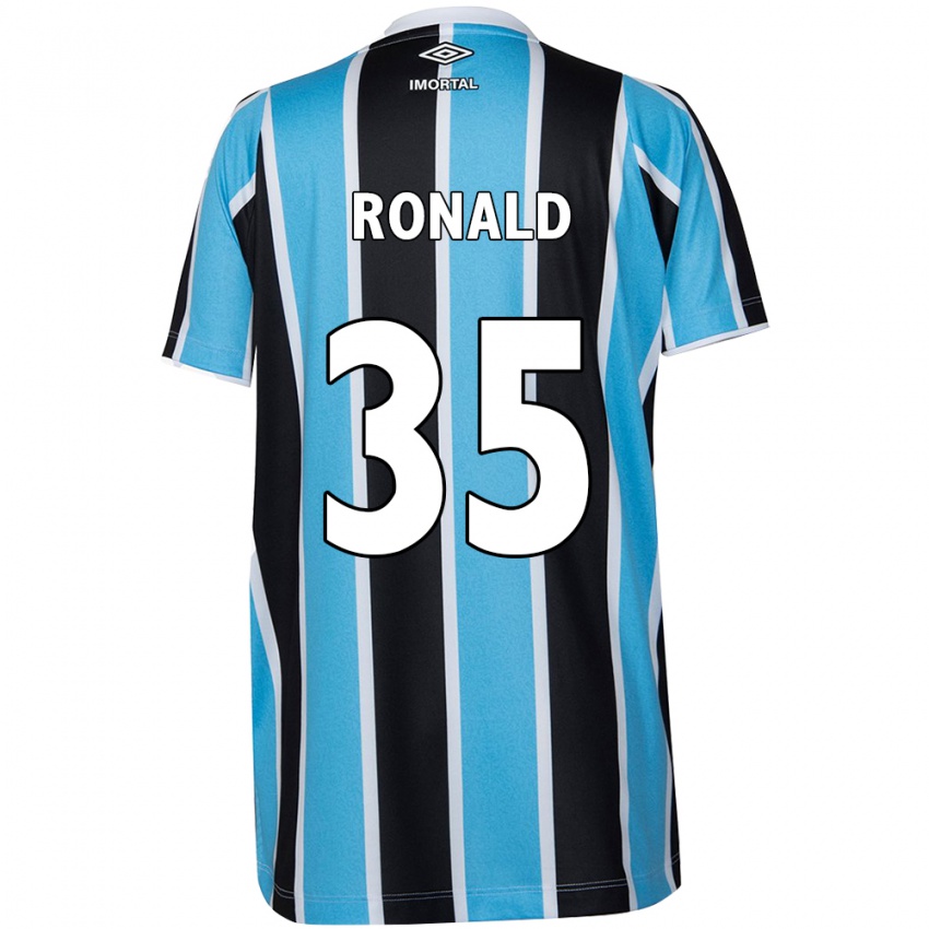 Enfant Maillot Ronald #35 Bleu Noir Blanc Tenues Domicile 2024/25 T-Shirt Suisse