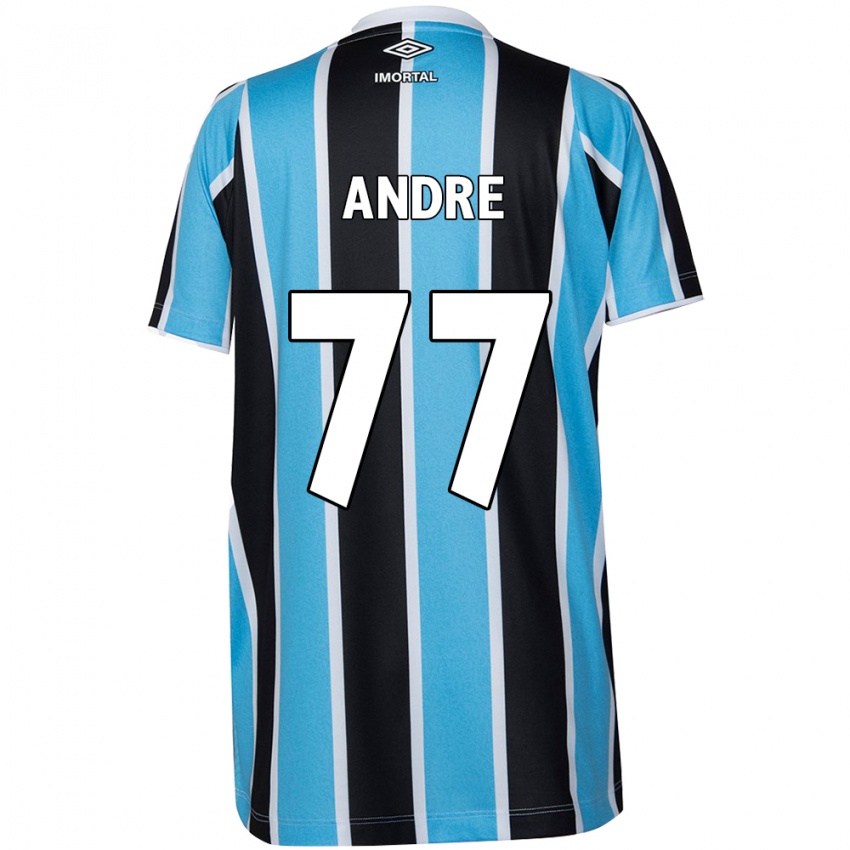 Enfant Maillot André #77 Bleu Noir Blanc Tenues Domicile 2024/25 T-Shirt Suisse