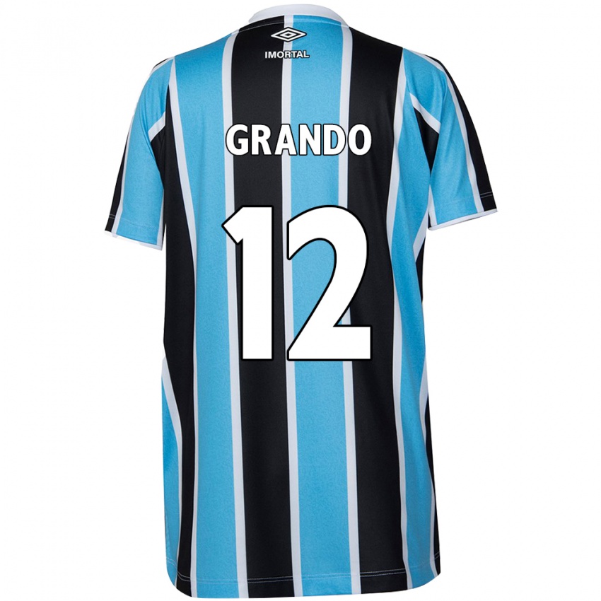 Enfant Maillot Gabriel Grando #12 Bleu Noir Blanc Tenues Domicile 2024/25 T-Shirt Suisse