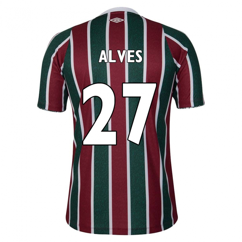 Kinder Felipe Alves #27 Grün Kastanienbraun Weiß Heimtrikot Trikot 2024/25 T-Shirt Schweiz