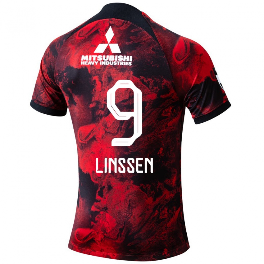 Enfant Maillot Bryan Linssen #9 Rouge Noir Tenues Domicile 2024/25 T-Shirt Suisse