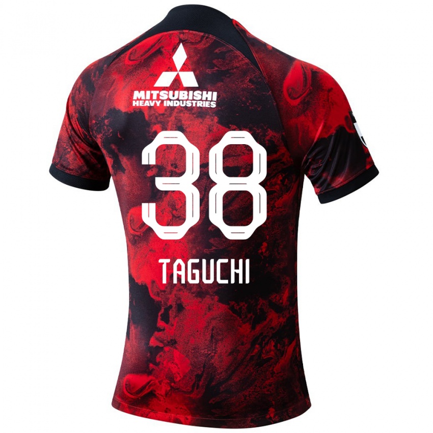 Enfant Maillot Keita Taguchi #38 Rouge Noir Tenues Domicile 2024/25 T-Shirt Suisse