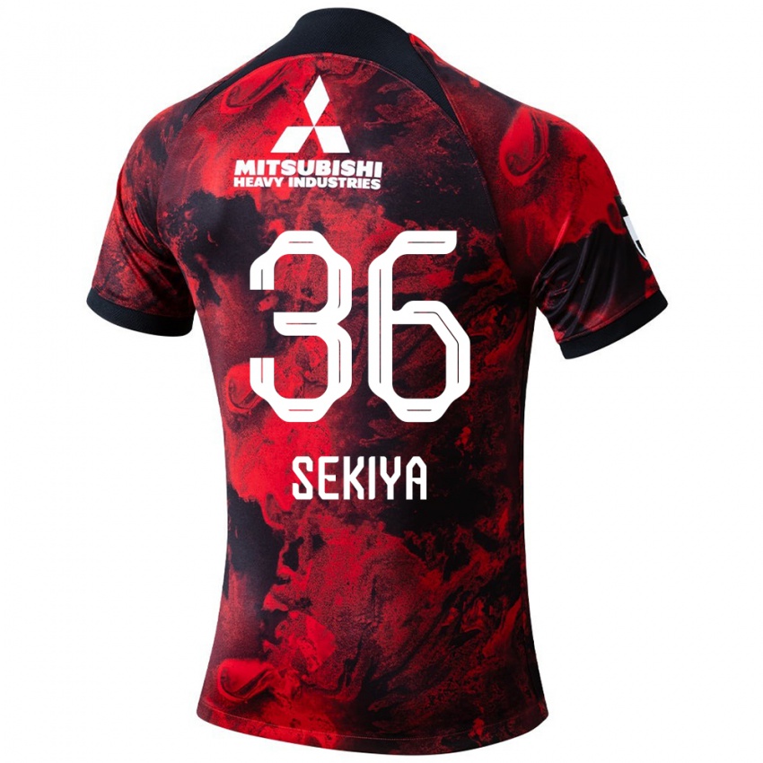 Enfant Maillot Hikaru Sekiya #36 Rouge Noir Tenues Domicile 2024/25 T-Shirt Suisse