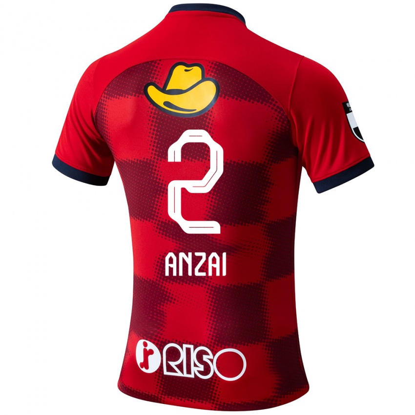 Enfant Maillot Koki Anzai #2 Rouge Bleu Blanc Tenues Domicile 2024/25 T-Shirt Suisse