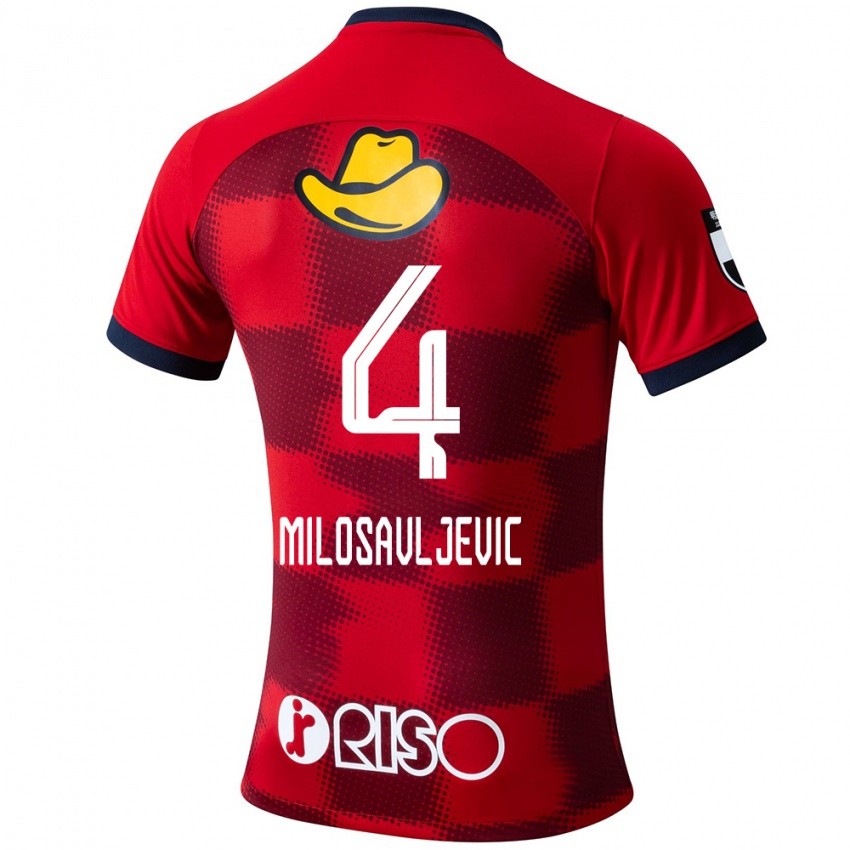 Enfant Maillot Radomir Milosavljevic #4 Rouge Bleu Blanc Tenues Domicile 2024/25 T-Shirt Suisse