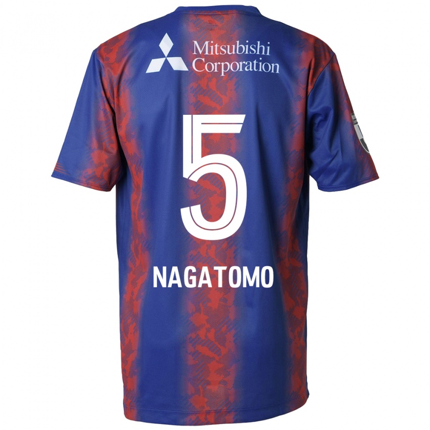 Enfant Maillot Yuto Nagatomo #5 Bleu Rouge Tenues Domicile 2024/25 T-Shirt Suisse