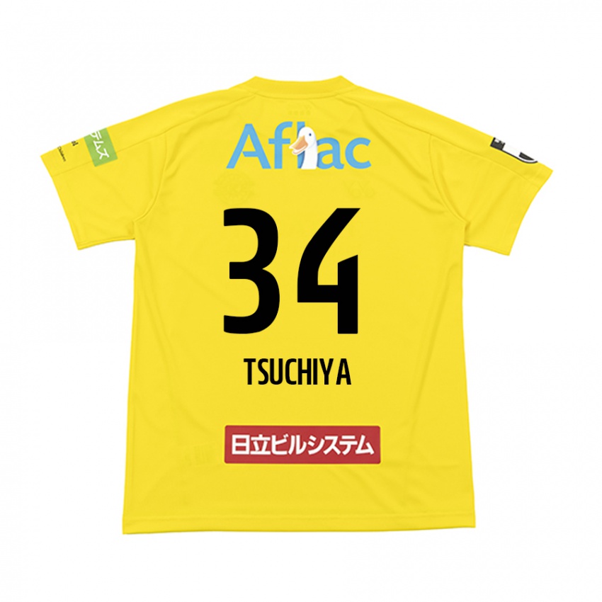 Kinder Takumi Tsuchiya #34 Gelb Schwarz Heimtrikot Trikot 2024/25 T-Shirt Schweiz