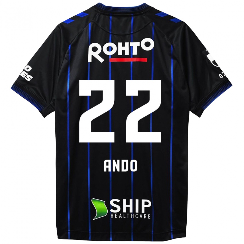 Kinder Rikuto Ando #22 Schwarz Blau Heimtrikot Trikot 2024/25 T-Shirt Schweiz