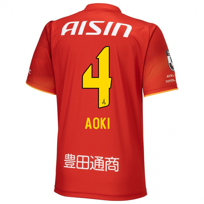 Enfant Maillot Masamune Aoki #4 Rouge Blanc Jaune Tenues Domicile 2024/25 T-Shirt Suisse