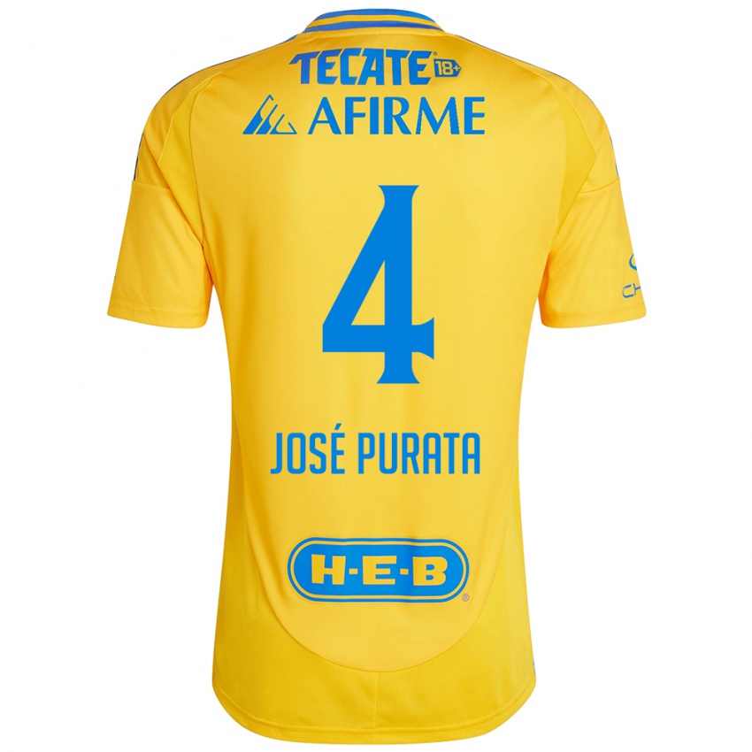 Kinder Juan Jose Purata #4 Goldgelb Heimtrikot Trikot 2024/25 T-Shirt Schweiz