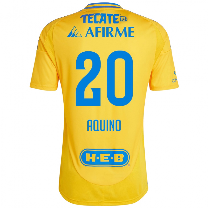 Kinder Javier Aquino #20 Goldgelb Heimtrikot Trikot 2024/25 T-Shirt Schweiz