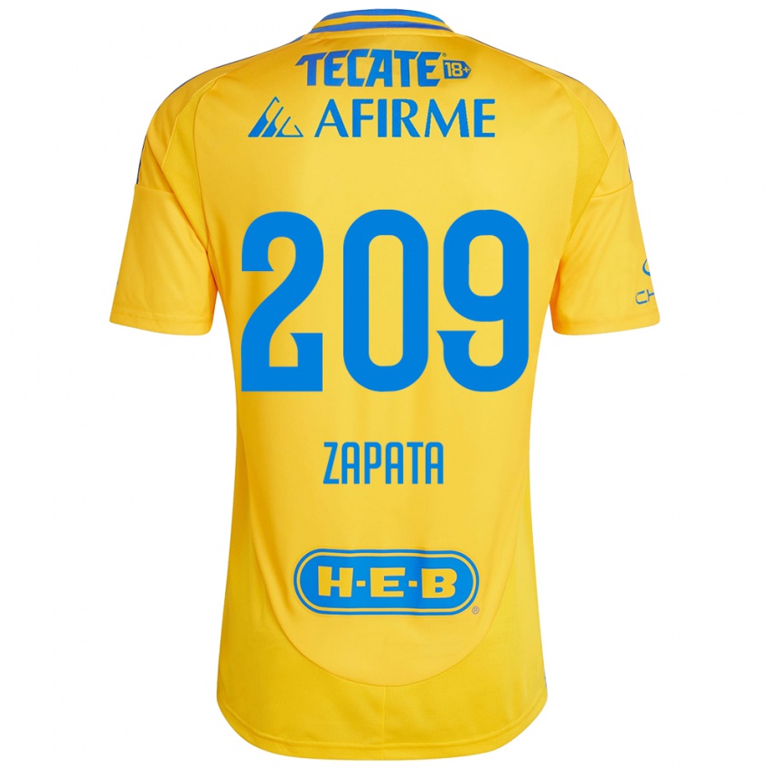 Enfant Maillot Jorge Zapata #209 Or Jaune Tenues Domicile 2024/25 T-Shirt Suisse