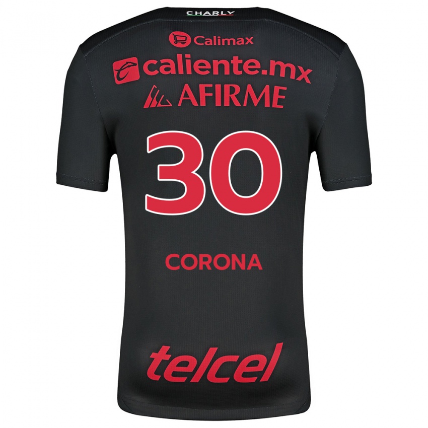 Enfant Maillot Jesús Corona #30 Noir Rouge Tenues Domicile 2024/25 T-Shirt Suisse