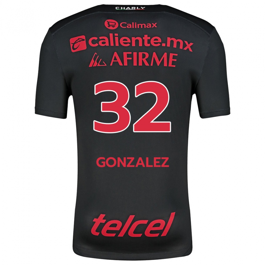 Kinder Carlos Gonzalez #32 Schwarz Rot Heimtrikot Trikot 2024/25 T-Shirt Schweiz