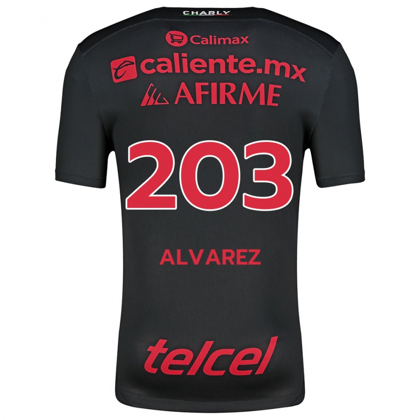 Enfant Maillot Jaime Álvarez #203 Noir Rouge Tenues Domicile 2024/25 T-Shirt Suisse