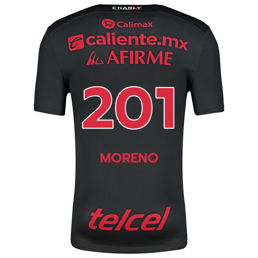 Enfant Maillot Jesús Moreno #201 Noir Rouge Tenues Domicile 2024/25 T-Shirt Suisse