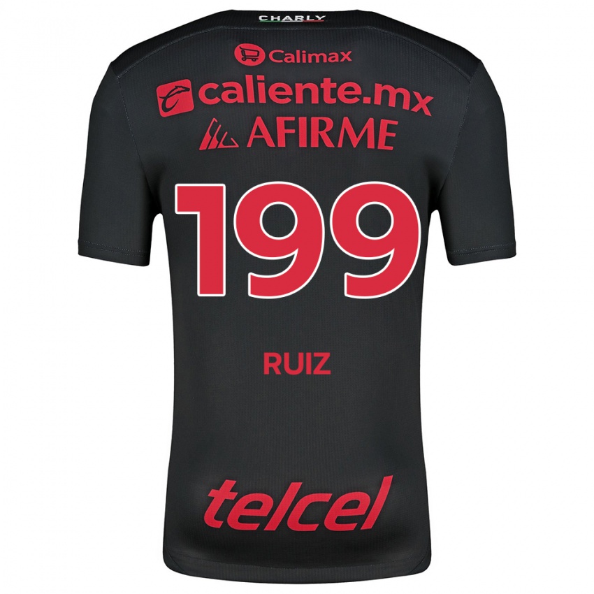 Enfant Maillot Emilio Ruiz #199 Noir Rouge Tenues Domicile 2024/25 T-Shirt Suisse