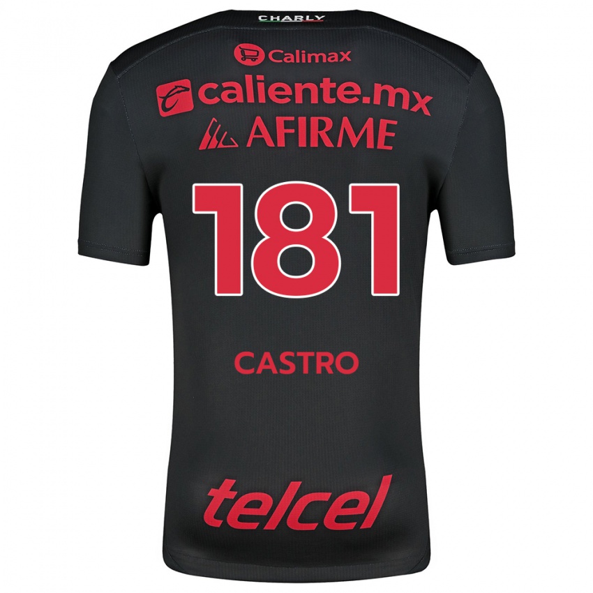 Enfant Maillot José Castro #181 Noir Rouge Tenues Domicile 2024/25 T-Shirt Suisse