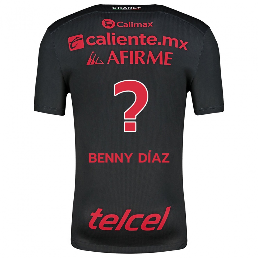 Enfant Maillot Benny Díaz #0 Noir Rouge Tenues Domicile 2024/25 T-Shirt Suisse