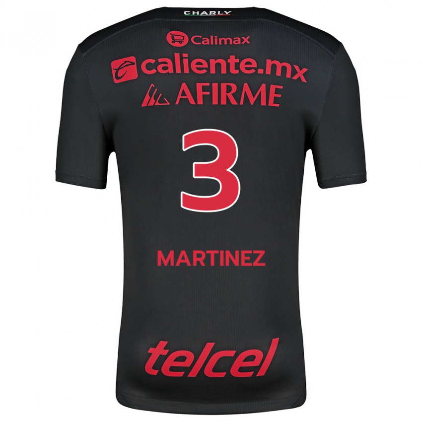 Enfant Maillot Nathaly Martínez #3 Noir Rouge Tenues Domicile 2024/25 T-Shirt Suisse