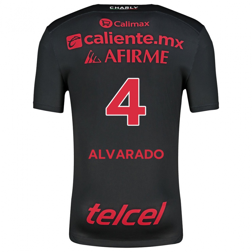 Enfant Maillot Mónica Alvarado #4 Noir Rouge Tenues Domicile 2024/25 T-Shirt Suisse