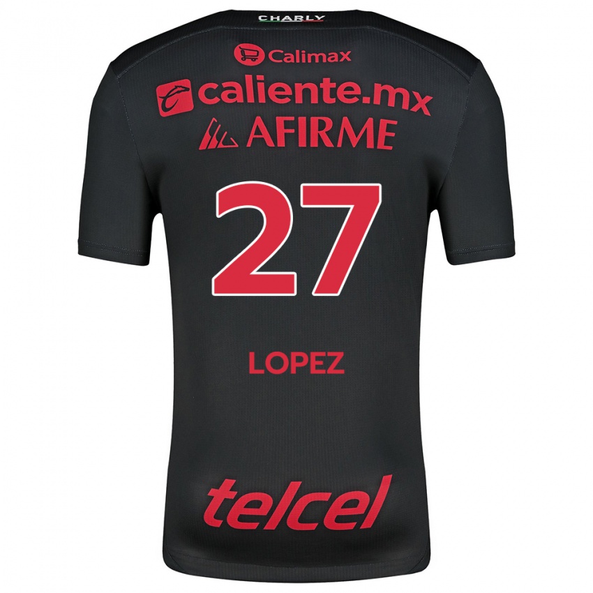 Kinder Victoria López #27 Schwarz Rot Heimtrikot Trikot 2024/25 T-Shirt Schweiz