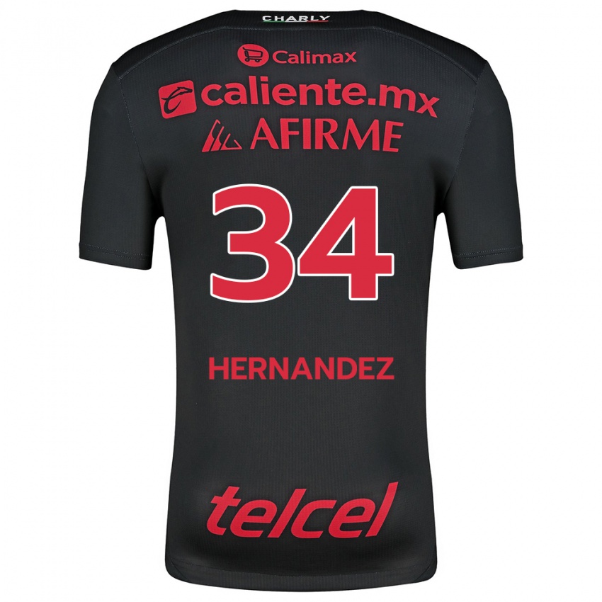 Enfant Maillot Kimberly Hernández #34 Noir Rouge Tenues Domicile 2024/25 T-Shirt Suisse