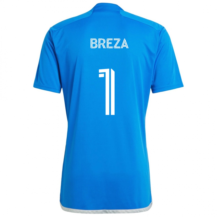 Kinder Sebastian Breza #1 Blau Weiss Heimtrikot Trikot 2024/25 T-Shirt Schweiz