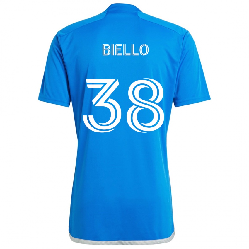 Kinder Alessandro Biello #38 Blau Weiss Heimtrikot Trikot 2024/25 T-Shirt Schweiz