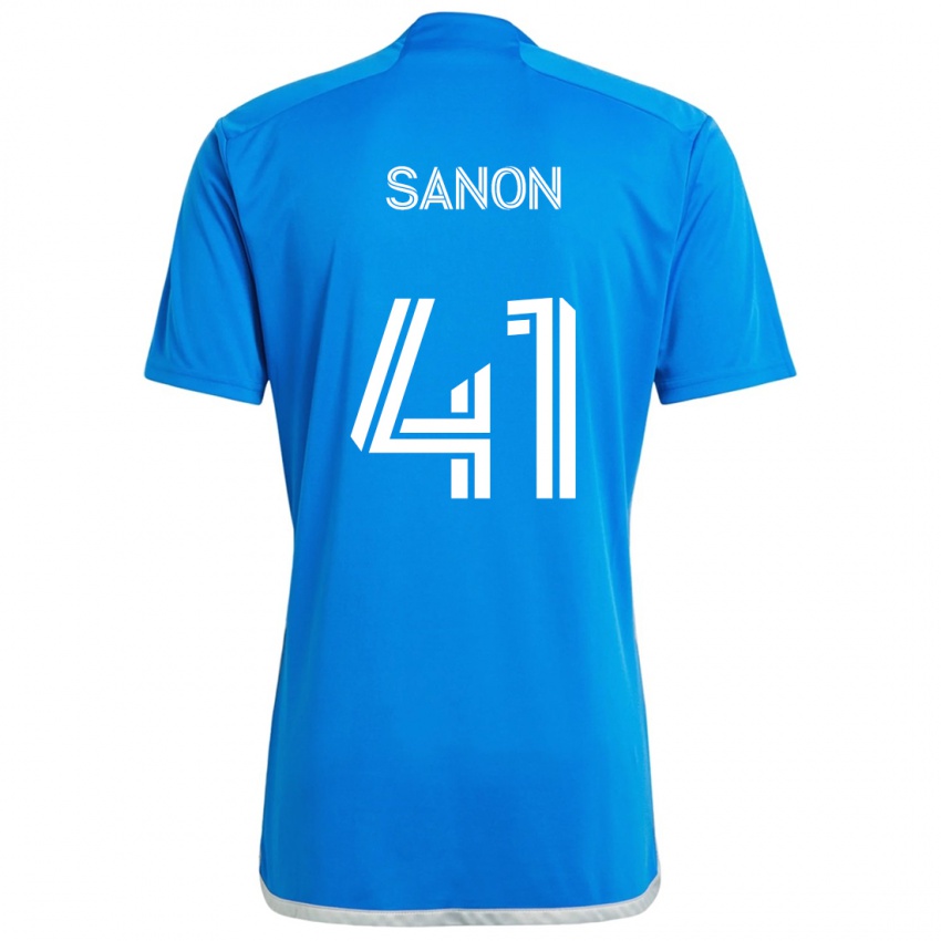 Kinder Jérémy Sanon #41 Blau Weiss Heimtrikot Trikot 2024/25 T-Shirt Schweiz