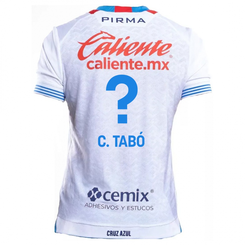 Enfant Maillot Christian Tabó #0 Blanc Bleu Tenues Extérieur 2024/25 T-Shirt Suisse