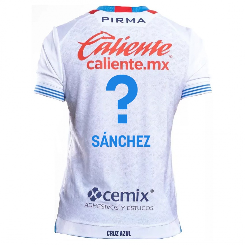 Enfant Maillot Jorge Sanchez #0 Blanc Bleu Tenues Extérieur 2024/25 T-Shirt Suisse