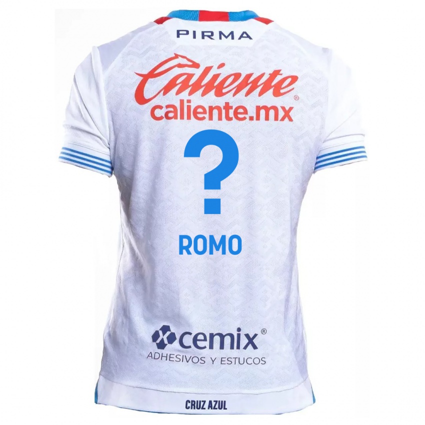 Enfant Maillot Luis Romo #0 Blanc Bleu Tenues Extérieur 2024/25 T-Shirt Suisse