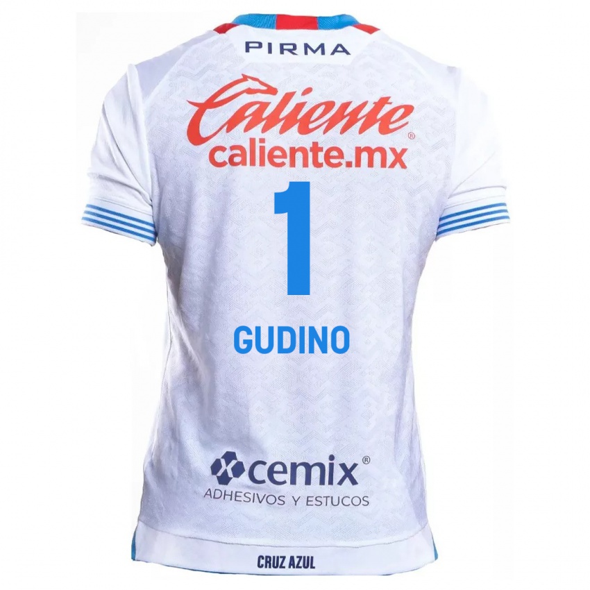 Enfant Maillot Andres Gudino #1 Blanc Bleu Tenues Extérieur 2024/25 T-Shirt Suisse