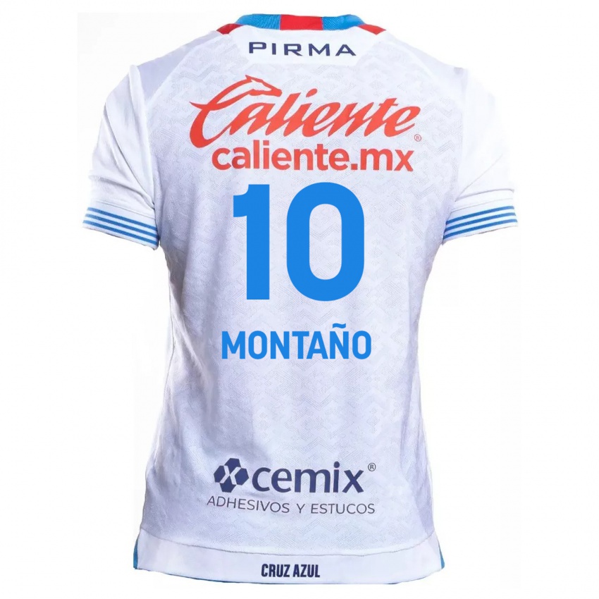 Enfant Maillot Andrés Montaño #10 Blanc Bleu Tenues Extérieur 2024/25 T-Shirt Suisse