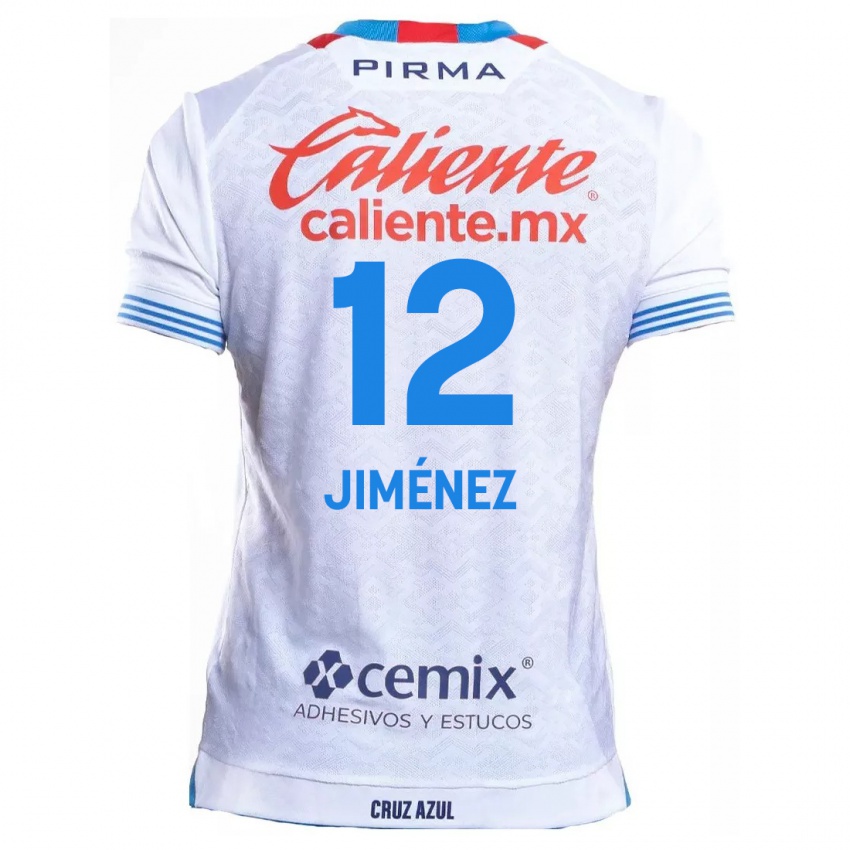 Enfant Maillot Luis Jiménez #12 Blanc Bleu Tenues Extérieur 2024/25 T-Shirt Suisse