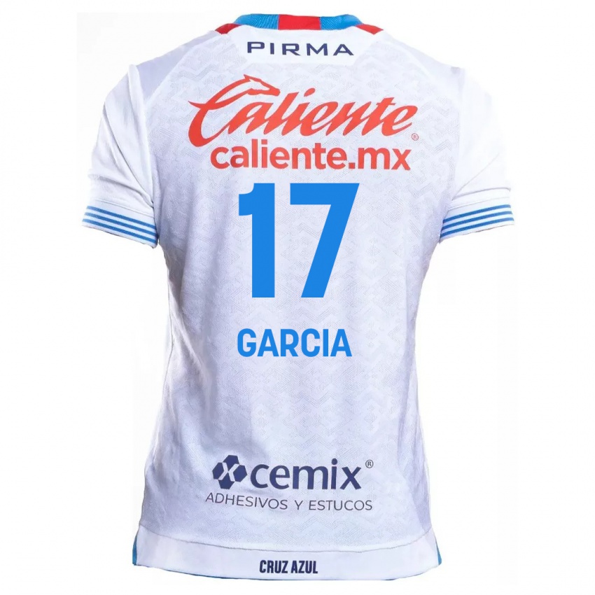 Enfant Maillot Amaury Garcia #17 Blanc Bleu Tenues Extérieur 2024/25 T-Shirt Suisse