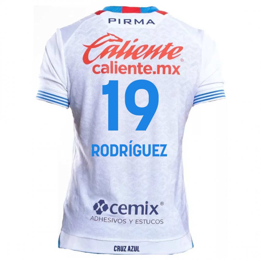 Enfant Maillot Carlos Rodríguez #19 Blanc Bleu Tenues Extérieur 2024/25 T-Shirt Suisse