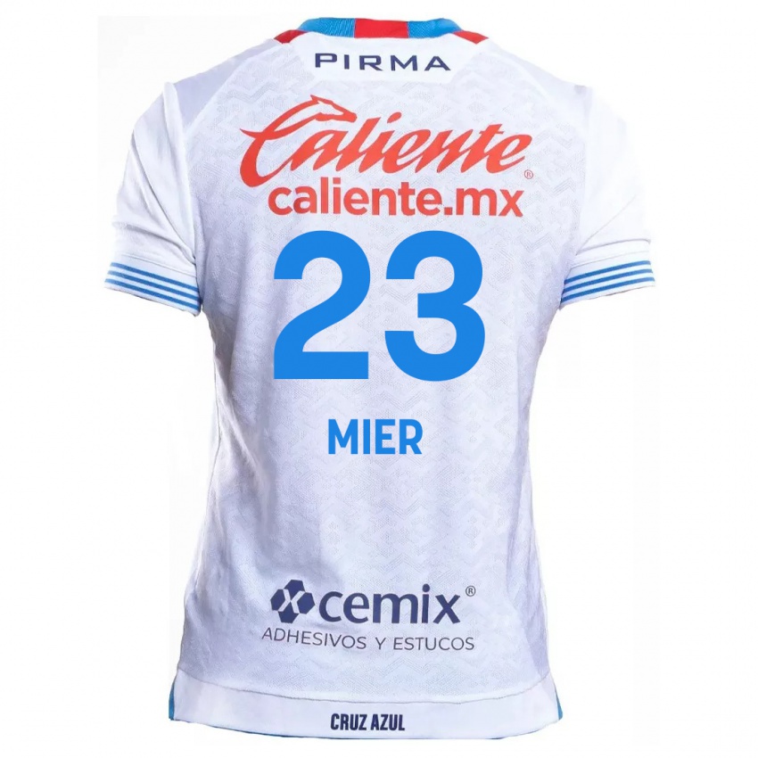 Enfant Maillot Kevin Mier #23 Blanc Bleu Tenues Extérieur 2024/25 T-Shirt Suisse