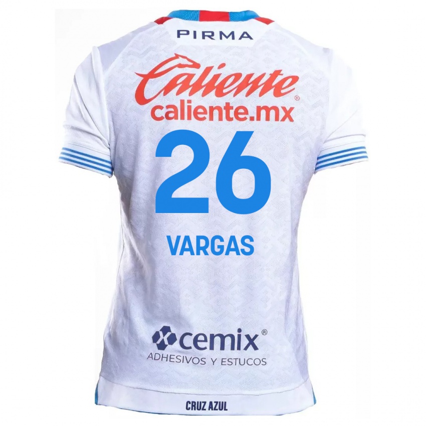 Enfant Maillot Carlos Vargas #26 Blanc Bleu Tenues Extérieur 2024/25 T-Shirt Suisse