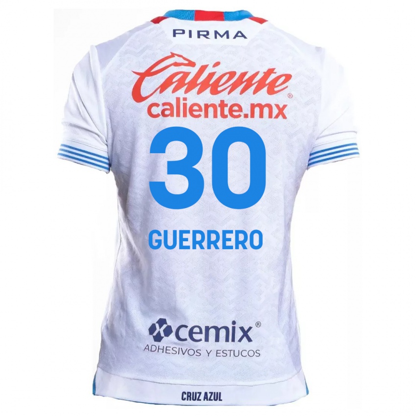 Enfant Maillot Rafael Guerrero #30 Blanc Bleu Tenues Extérieur 2024/25 T-Shirt Suisse