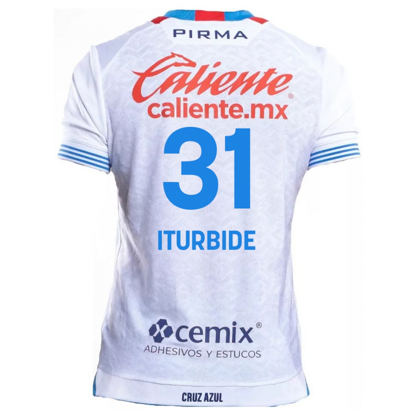 Enfant Maillot Luis Iturbide #31 Blanc Bleu Tenues Extérieur 2024/25 T-Shirt Suisse