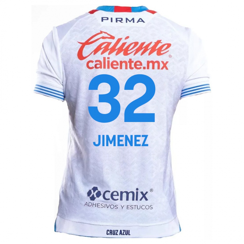 Enfant Maillot Cristian Jimenez #32 Blanc Bleu Tenues Extérieur 2024/25 T-Shirt Suisse